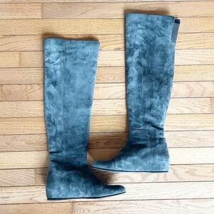 Stuart Weitzman Suede Over the Knee Boots Gray Suede Wedge Zippers Size 7